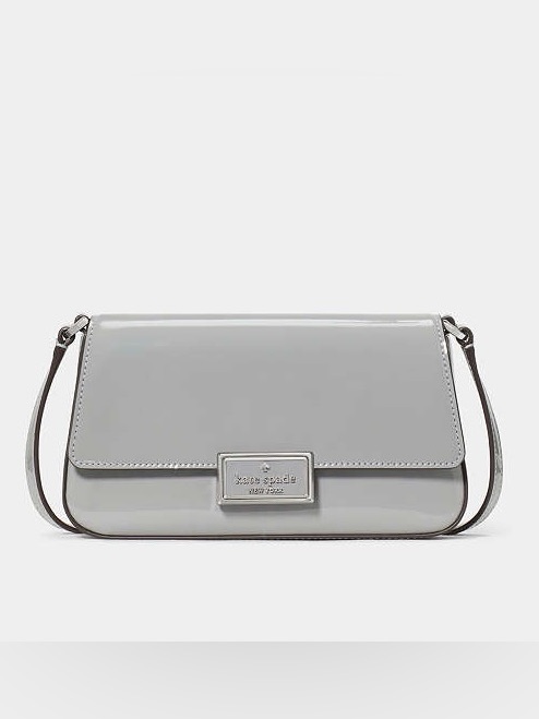 Like New Kate Spade Gray Pavement Reegan Patent Mini Flap Crossbody